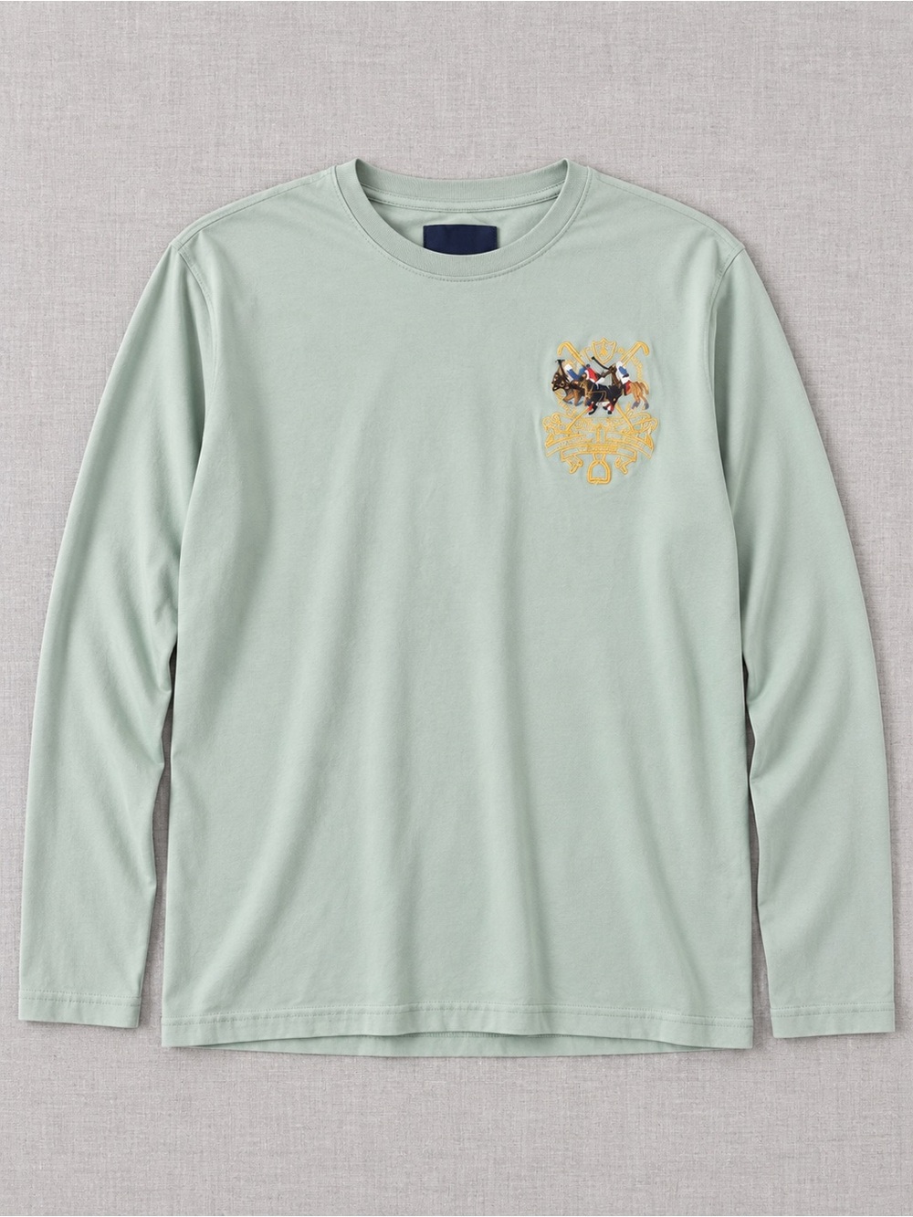 Polo by Ralph Lauren Long-Sleeve Crewneck in Sage Green with Embroidered Crest